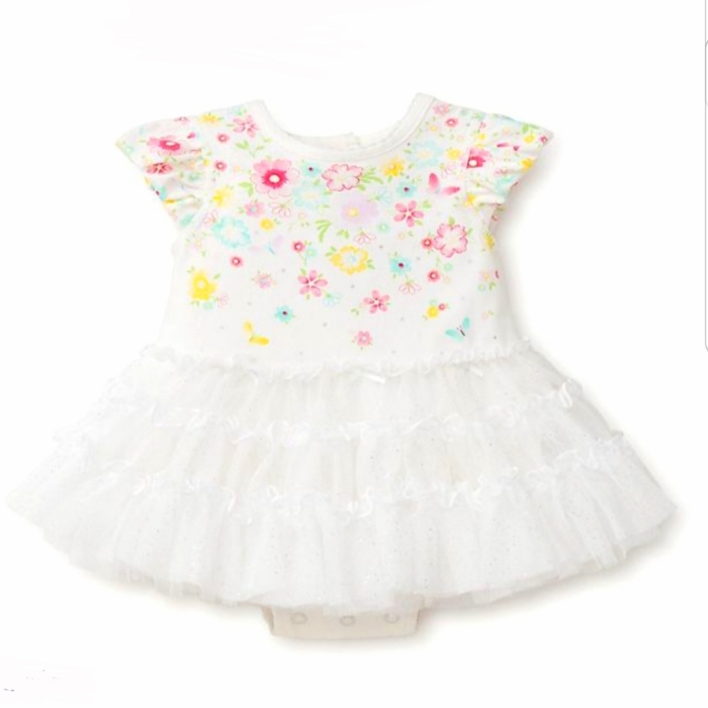 LITTLE ME floral tutu tulle bodysuit dress